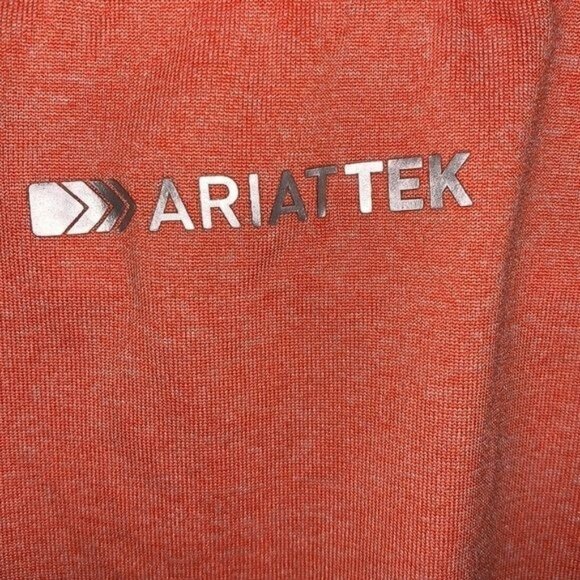 Ariat Womens Orange V-Neck Short Sleeve Performance Tee M - Picture 3 of 10